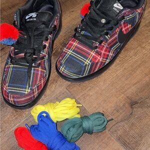 Nike Sneakers - Black, Red, and Blue Plaid
